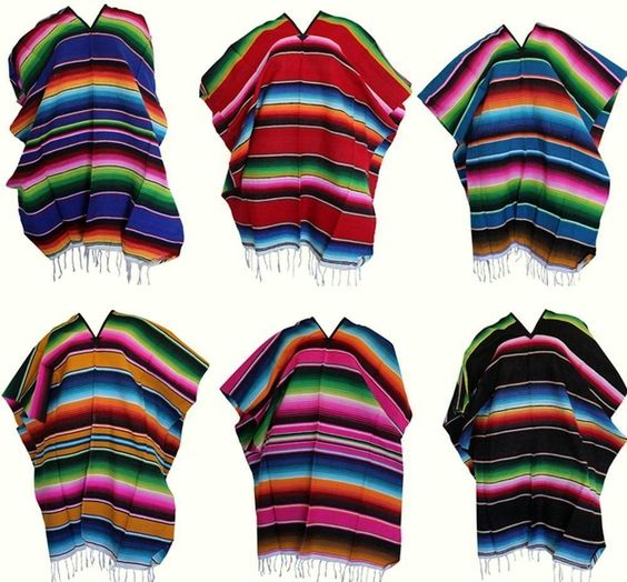 Toddler Girls Boys One Size Multi-Color Mexican Zarape Serape Poncho Folklorico